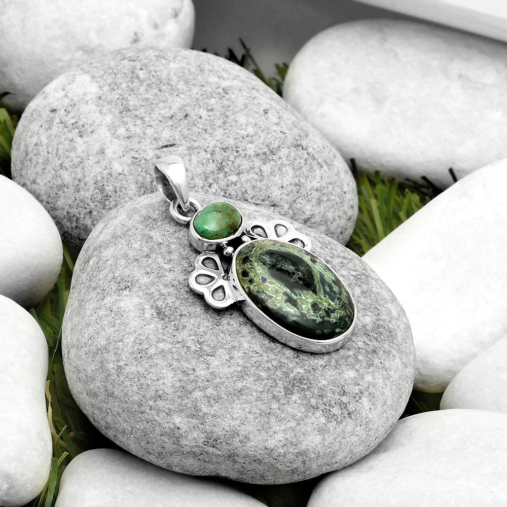 Natural Star Galaxy Jasper & Turquoise Pendant P-1576 SDP117041