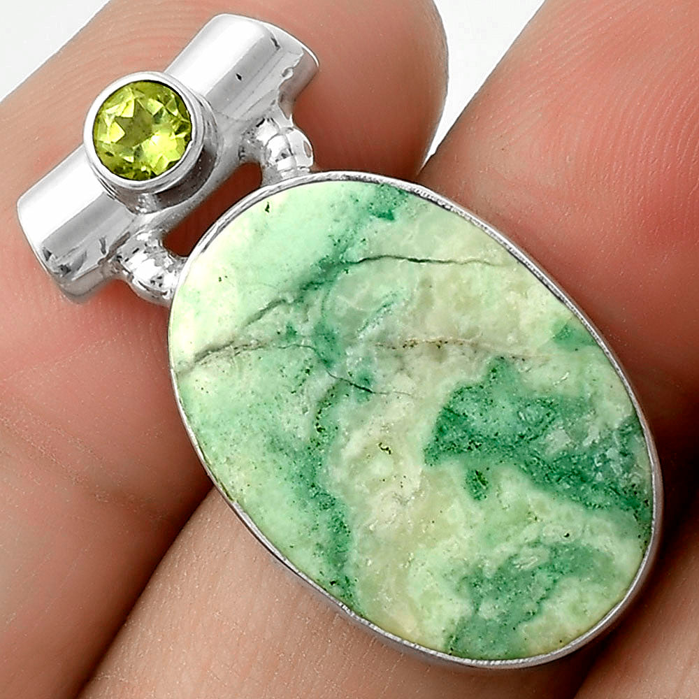 Natural Larsonite Jasper & Peridot Pendant P-1300 SDP117751