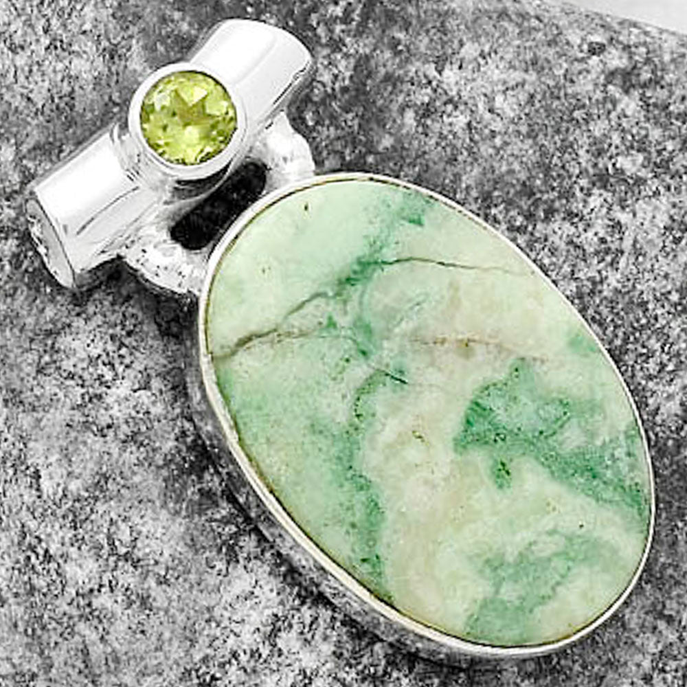 Natural Larsonite Jasper & Peridot Pendant P-1300 SDP117751