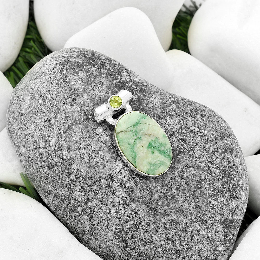 Natural Larsonite Jasper & Peridot Pendant P-1300 SDP117751