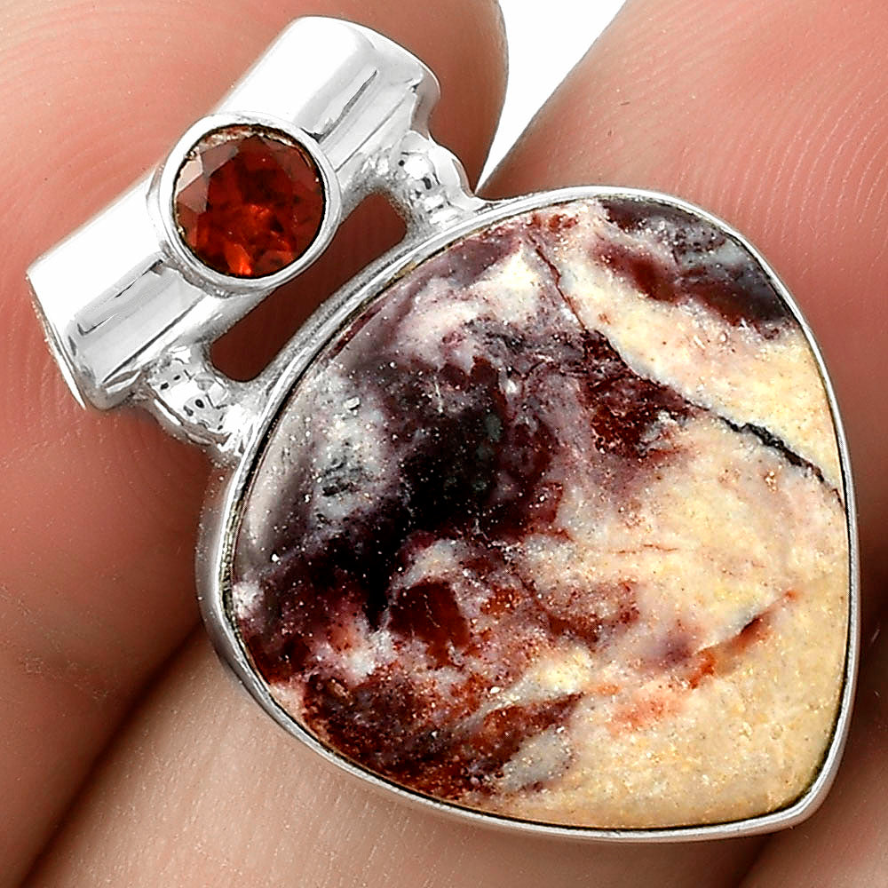 Natural Indian Blanket Jasper & Garnet Pendant P-1300 SDP117784