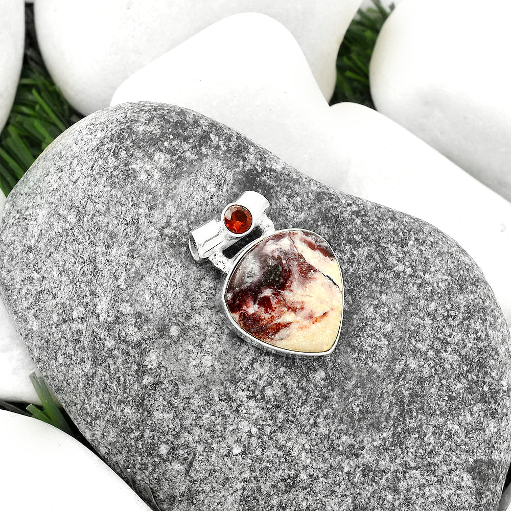 Natural Indian Blanket Jasper & Garnet Pendant P-1300 SDP117784