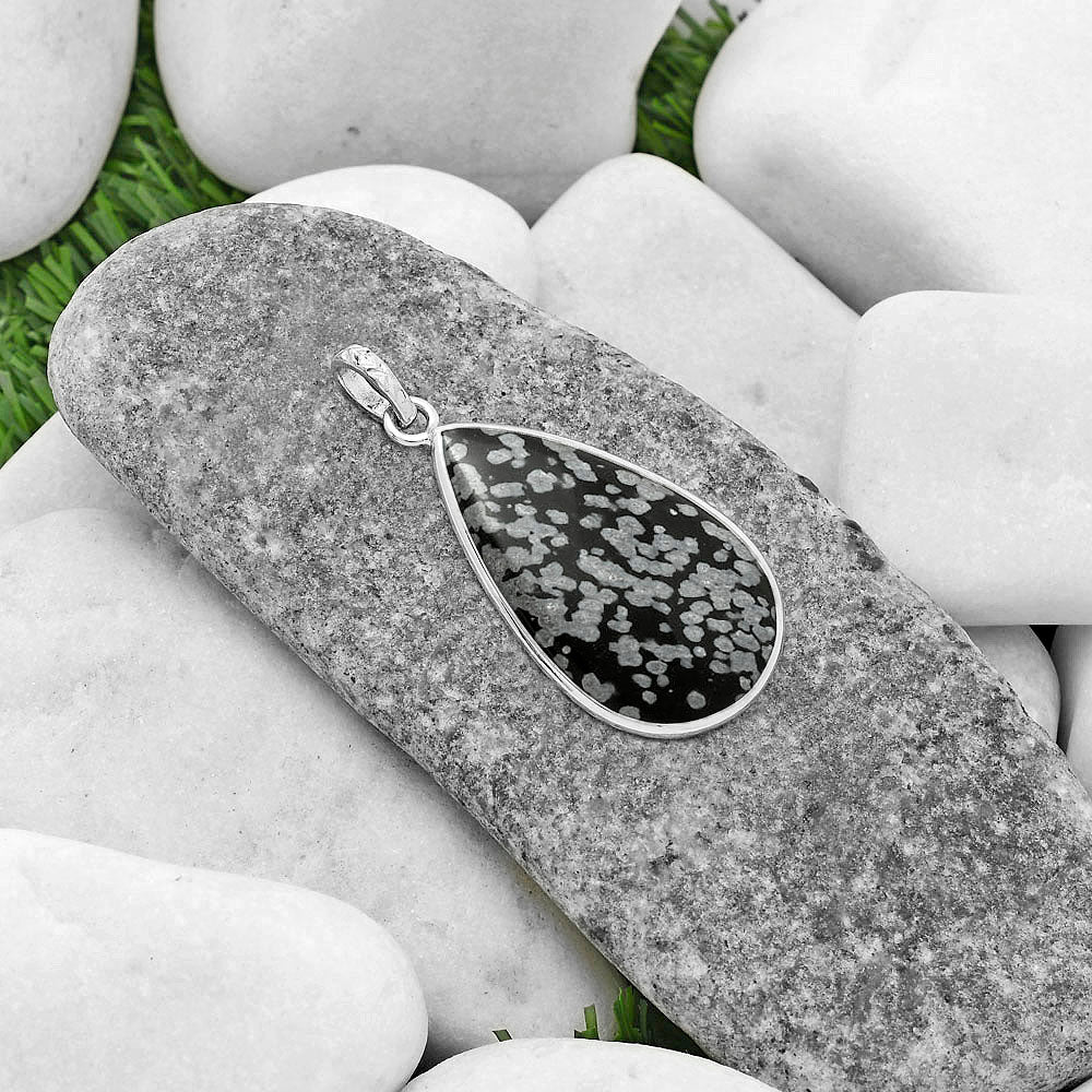 Natural Snow Flake Obsidian Pendant P-1001 SDP118249