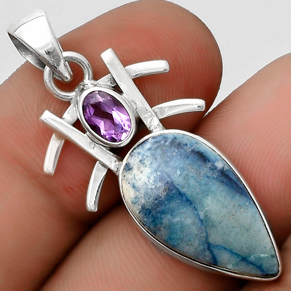 Blue Scheelite - Turkey & Amethyst Pendant P-1046 SDP120374