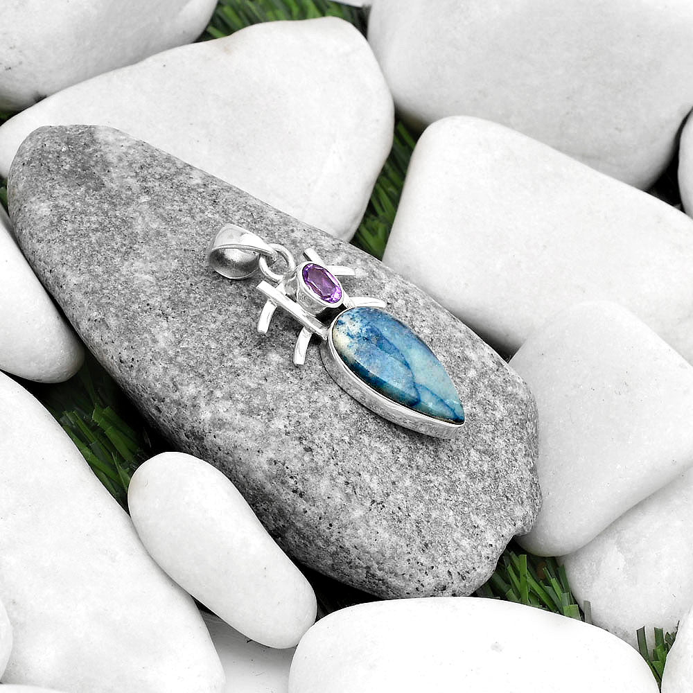 Blue Scheelite - Turkey & Amethyst Pendant P-1046 SDP120374