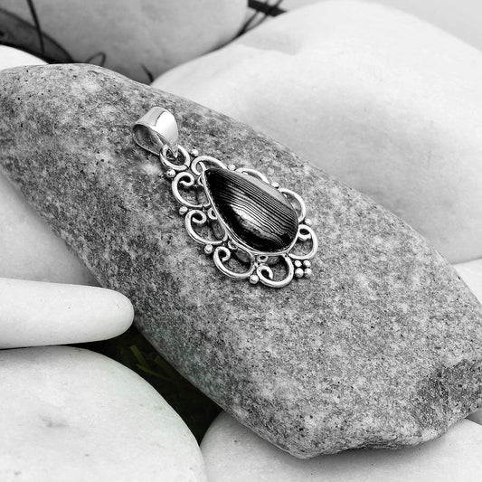 Crown Of Silver Psilomelane - Black Malachite Pendant P-1699 SDP121237