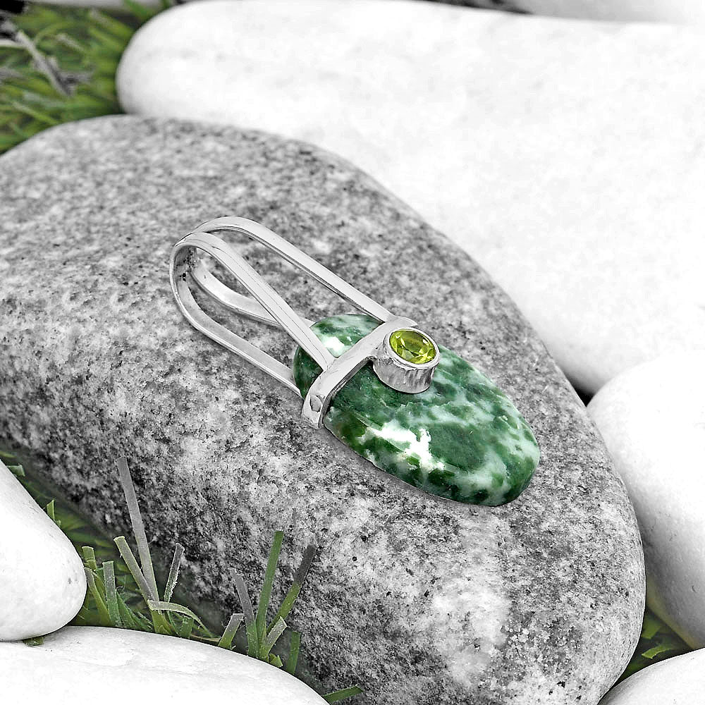 Natural Dioptase & Peridot Pendant P-1563 SDP121572