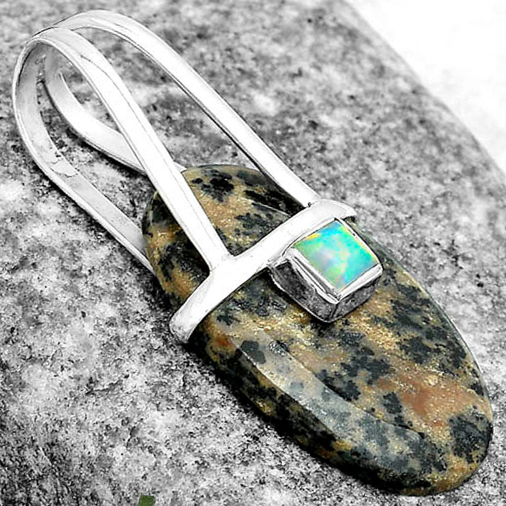Russian Honey Dendrite Opal & Fire Opal Pendant P-1563 SDP121599