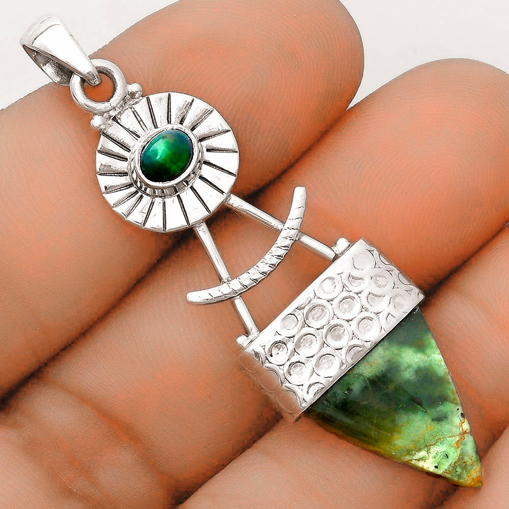 Chrome Chalcedony & Black Ethiopian Opal Pendant P-1193 SDP123158