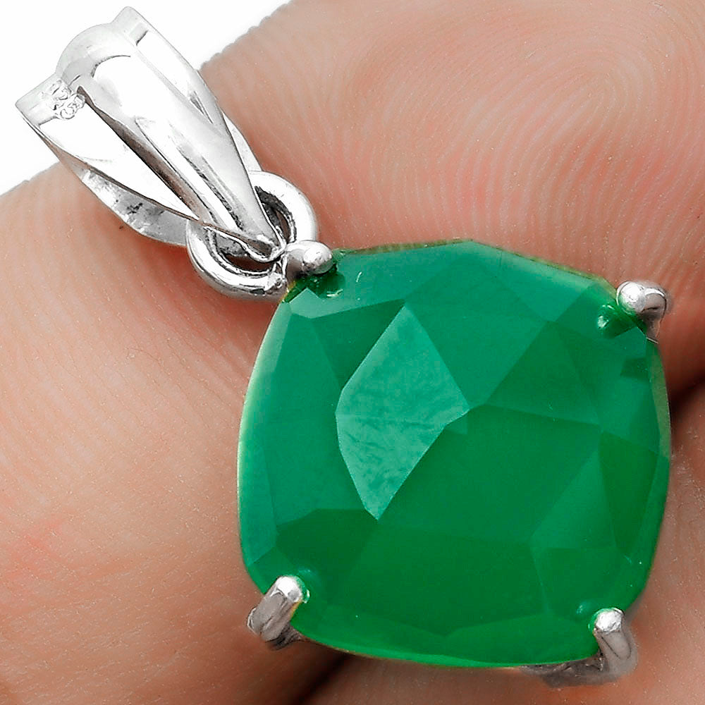 Faceted Natural Green Onyx Pendant P-1013 SDP123304