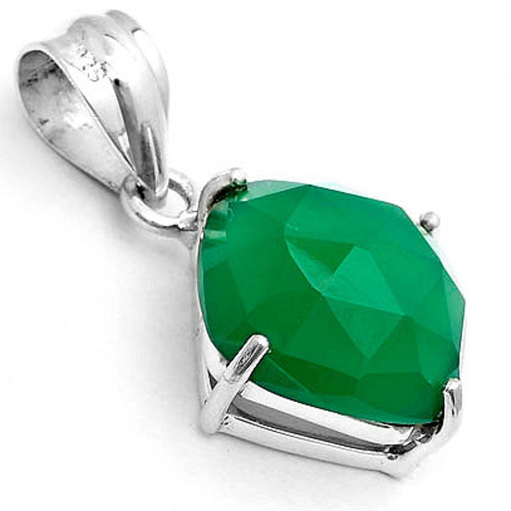 Faceted Natural Green Onyx Pendant P-1013 SDP123304