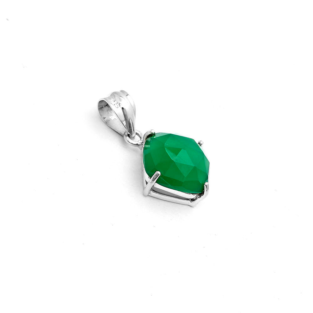 Faceted Natural Green Onyx Pendant P-1013 SDP123304