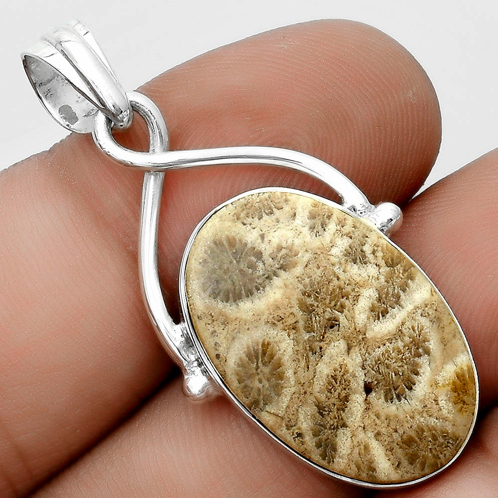 Natural Flower Fossil Coral Pendant P-1031 SDP123416