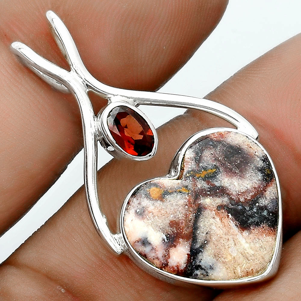 Heart Indian Blanket Jasper & Garnet Pendant P-1038 SDP123936