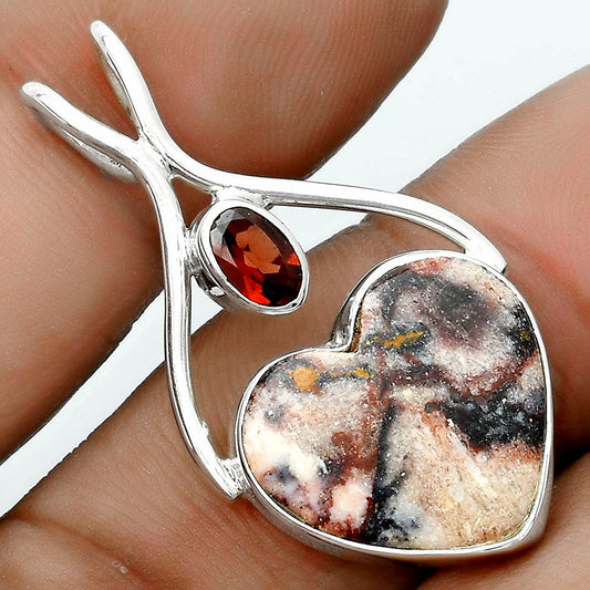 Heart Indian Blanket Jasper & Garnet Pendant P-1038 SDP123936