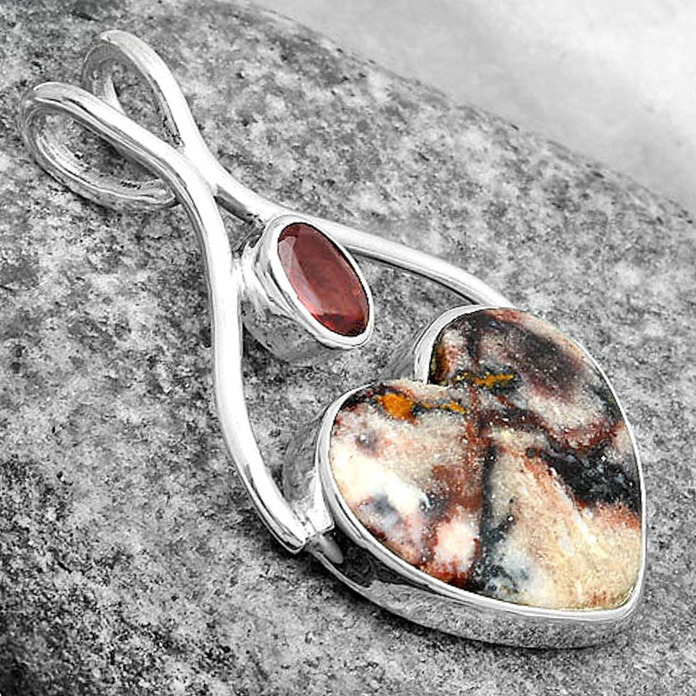 Heart Indian Blanket Jasper & Garnet Pendant P-1038 SDP123936