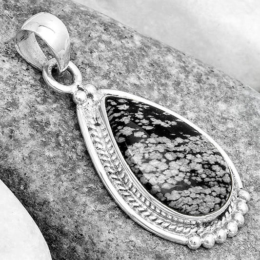 Natural Snow Flake Obsidian Pendant P-1511 SDP124355