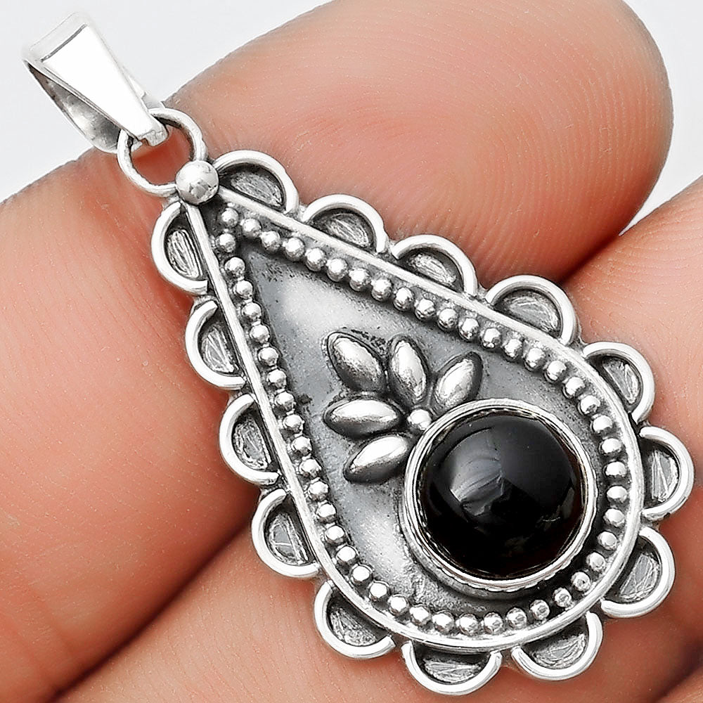 Natural Black Onyx - Brazil Pendant P-1033 SDP125475