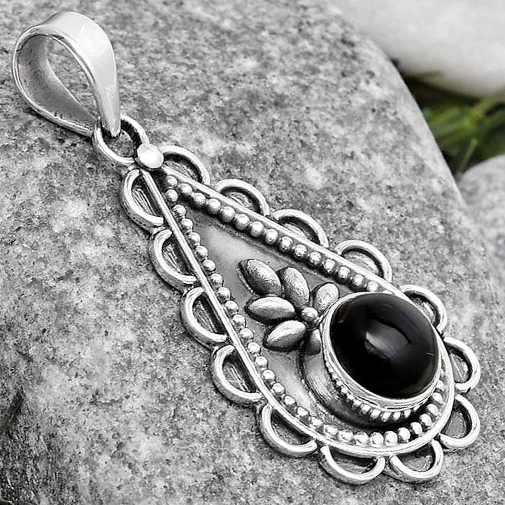 Natural Black Onyx - Brazil Pendant P-1033 SDP125475