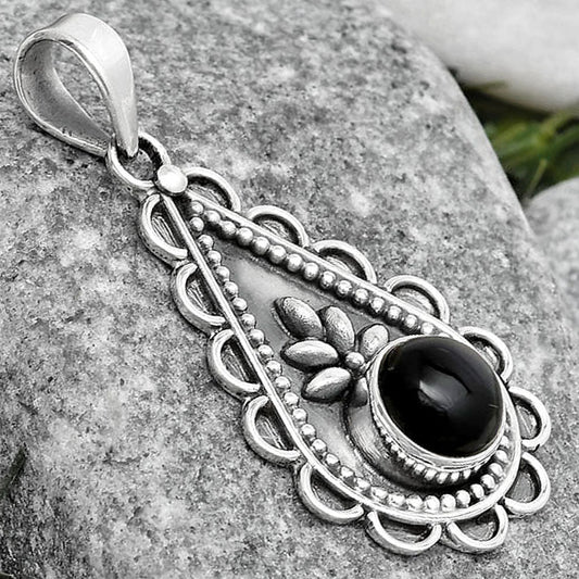 Natural Black Onyx - Brazil Pendant P-1033 SDP125475