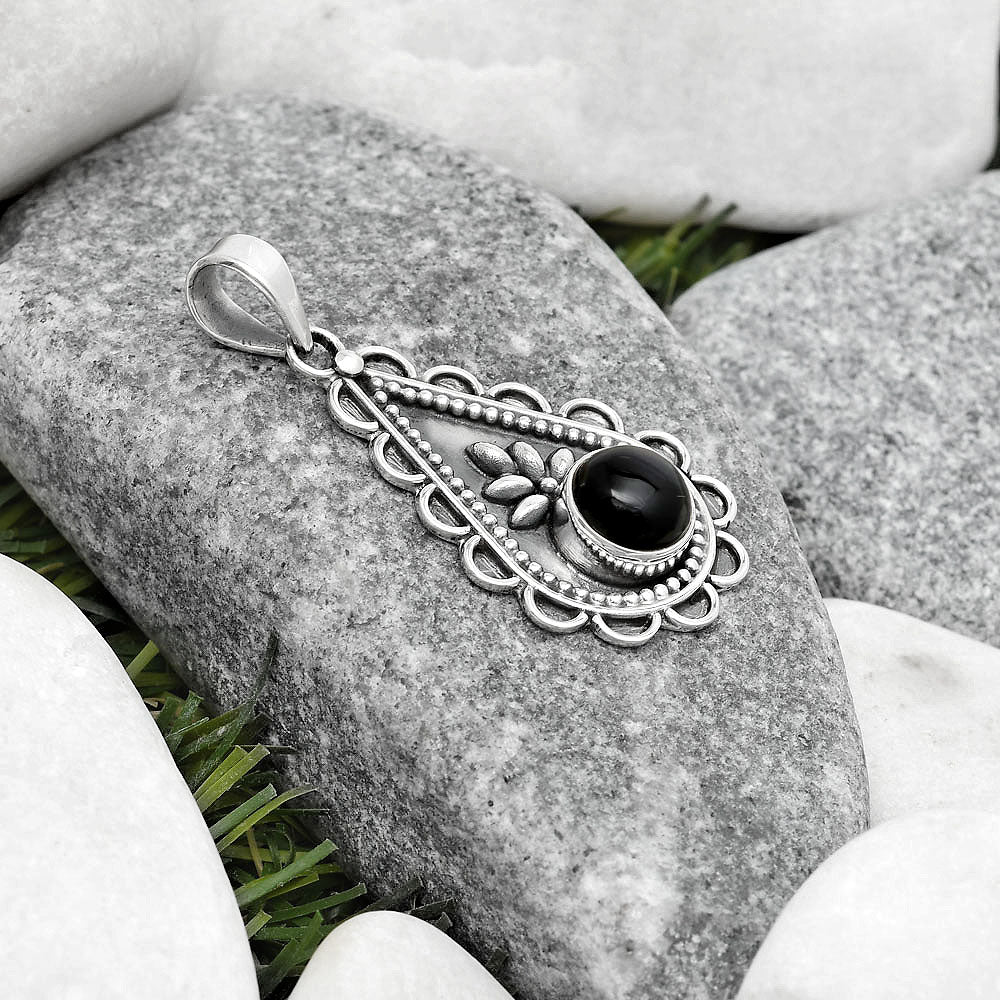 Natural Black Onyx - Brazil Pendant P-1033 SDP125475