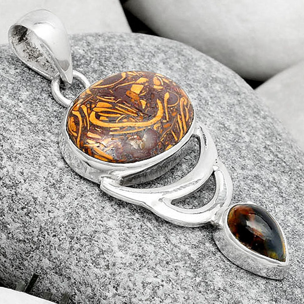 Coquina Fossil Jasper & Pietersite Pendant P-1693 SDP125965