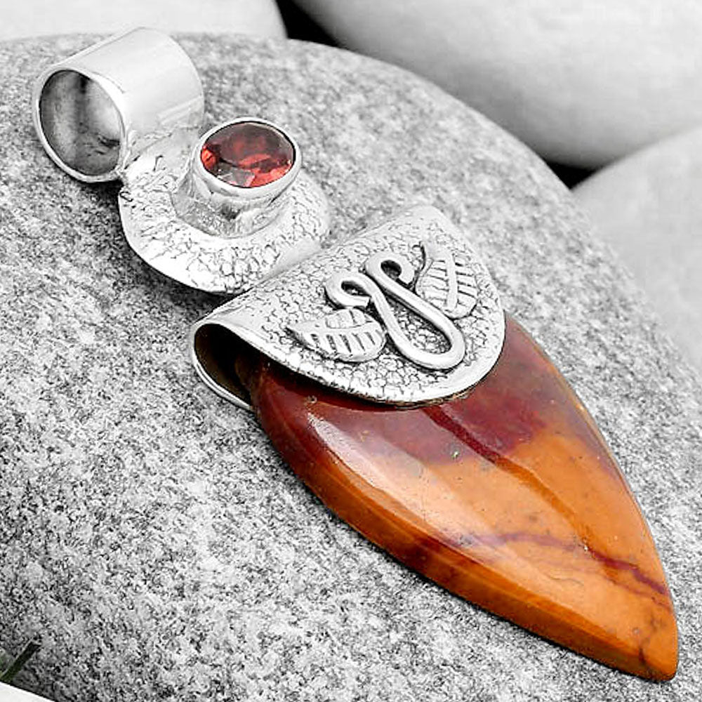 Natural Red Mookaite & Garnet Pendant P-1545 SDP126085