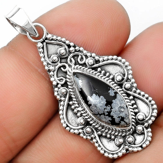 Natural Snow Flake Obsidian Pendant P-1214 SDP126284