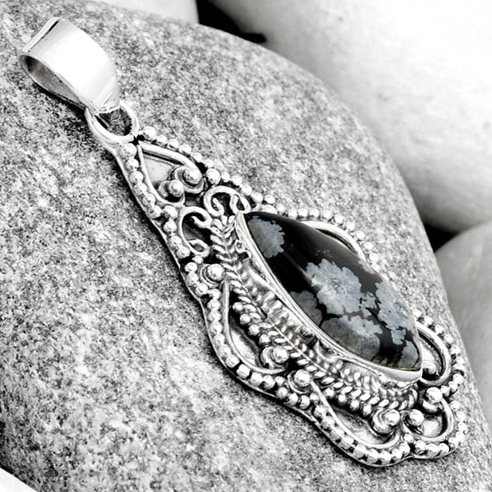 Natural Snow Flake Obsidian Pendant P-1214 SDP126284