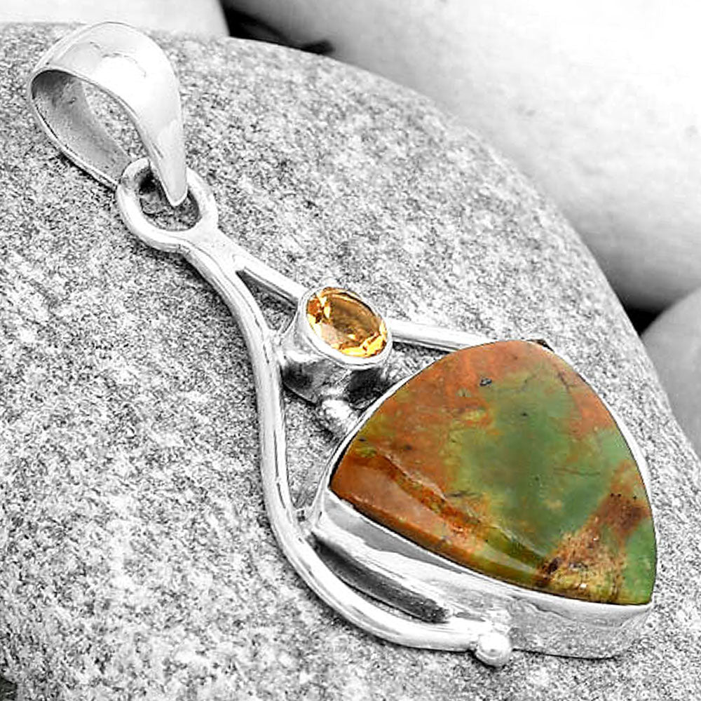 Turkish Rainforest Chrysocolla & Citrine Pendant P-1057 SDP126296