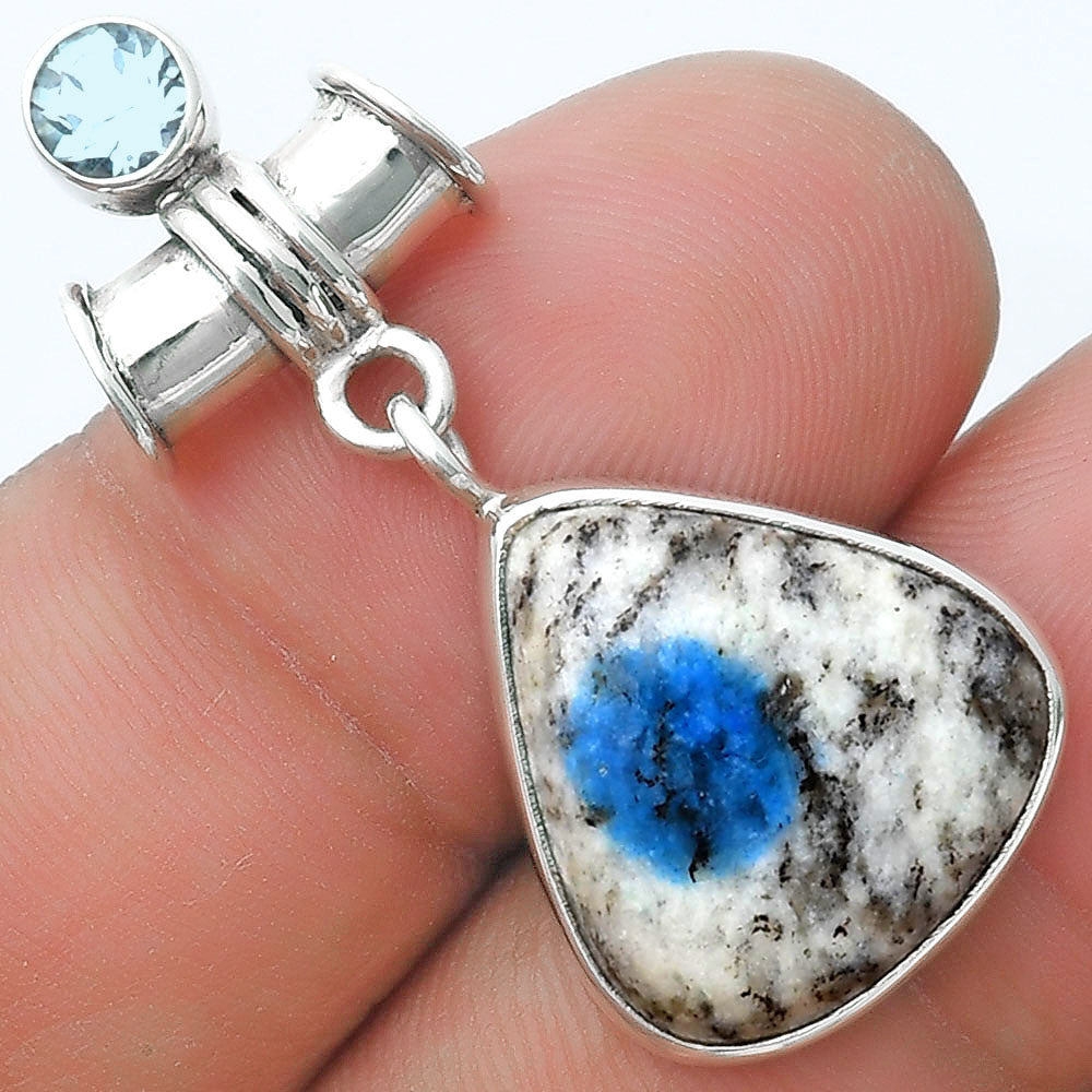 K2 Blue - Azurite In Quartz & Sky Blue Topaz Pendant P-1337 SDP127128