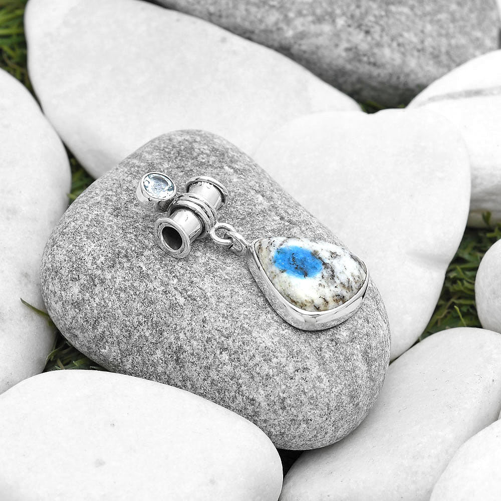 K2 Blue - Azurite In Quartz & Sky Blue Topaz Pendant P-1337 SDP127128