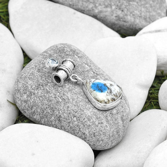 K2 Blue - Azurite In Quartz & Sky Blue Topaz Pendant P-1337 SDP127128