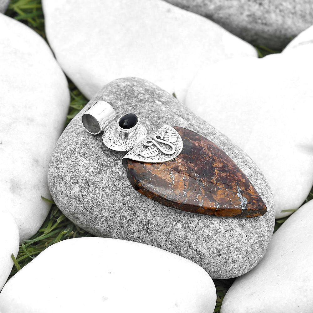 Natural Bronzite & Black Onyx Pendant P-1545 SDP127248
