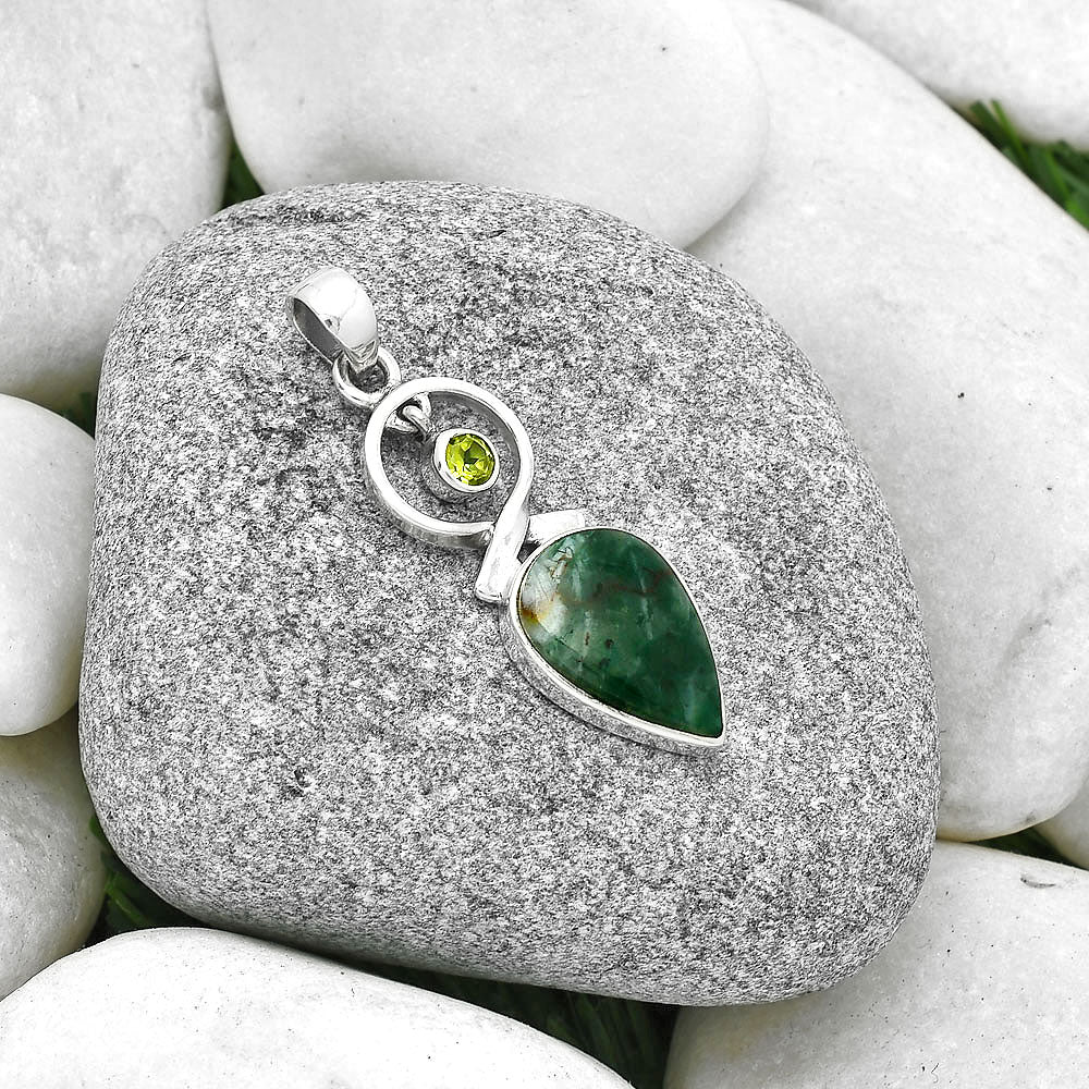 Natural Larsonite Jasper & Peridot Pendant P-1048 SDP127377