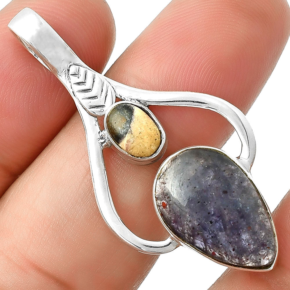 Sunstone In Iolite & Indian Blanket Jasper Pendant P-1166 SDP127775