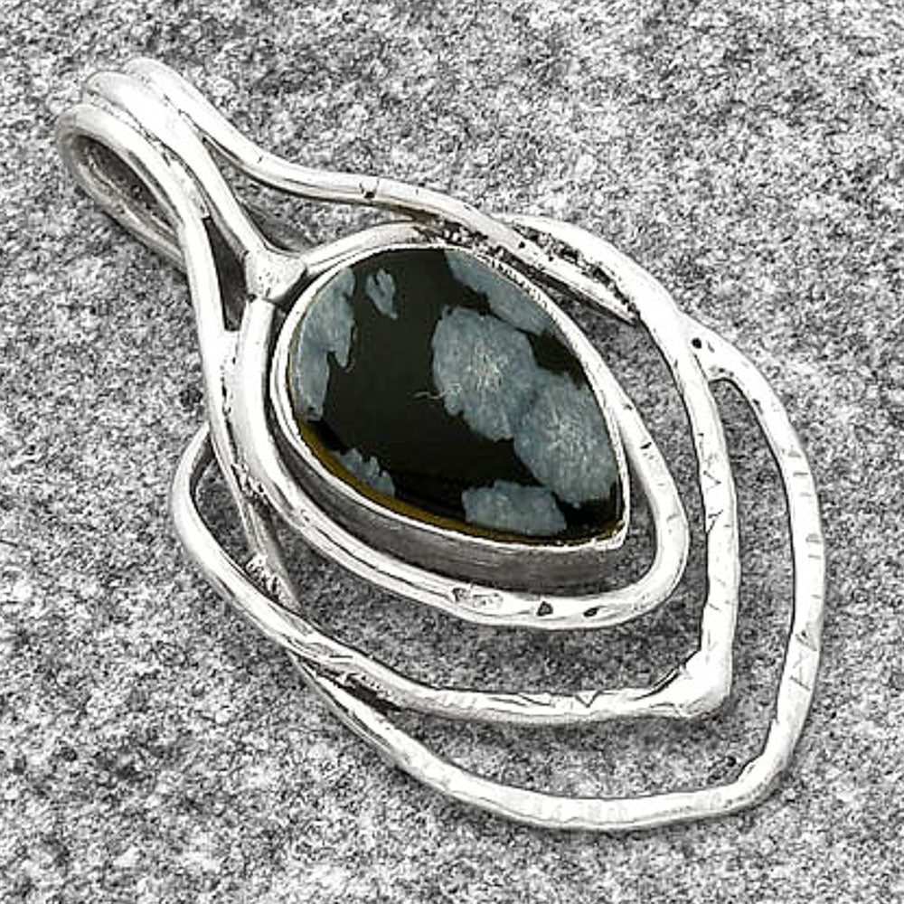 Natural Snow Flake Obsidian Pendant P-1635 SDP127890
