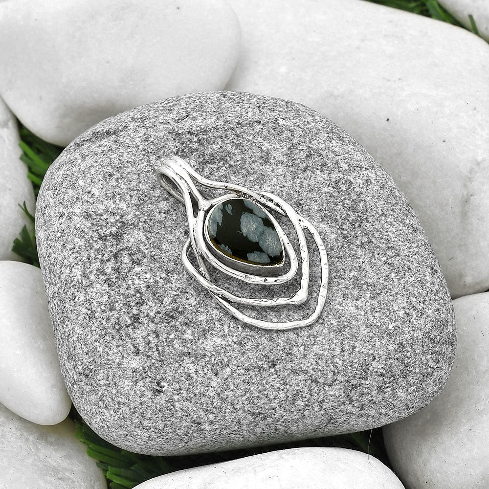 Natural Snow Flake Obsidian Pendant P-1635 SDP127890