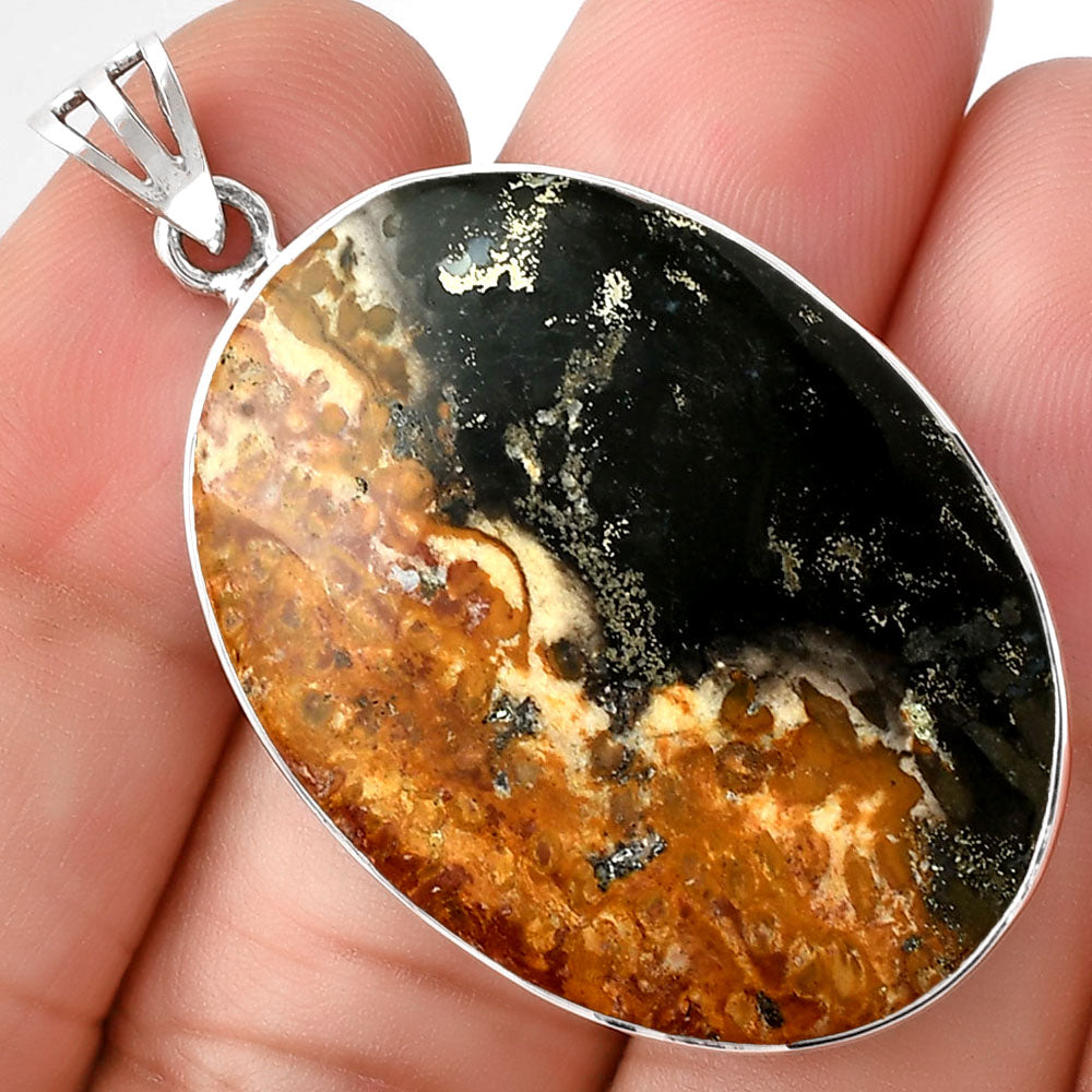 Natural Palm Root Fossil Agate Pendant P-1001 SDP128362
