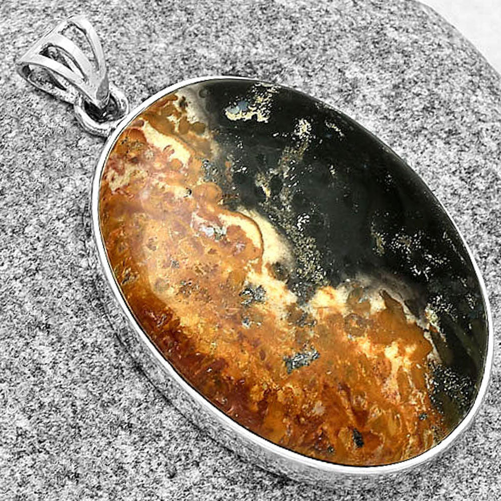 Natural Palm Root Fossil Agate Pendant P-1001 SDP128362