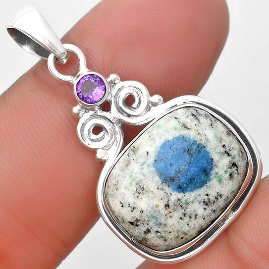K2 Blue Azurite In Quartz & Amethyst Pendant P-1603 SDP129322