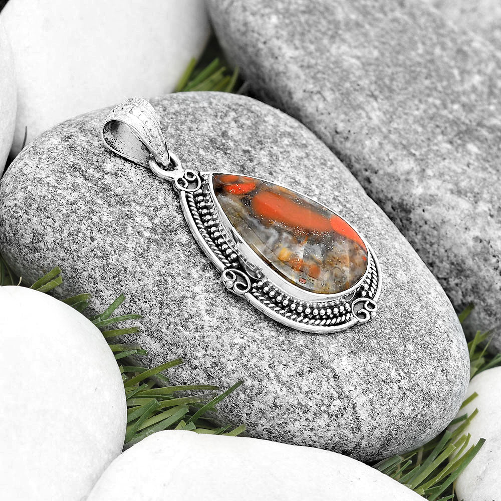 Natural Red Brecciated Jasper Pendant P-1040 SDP129489