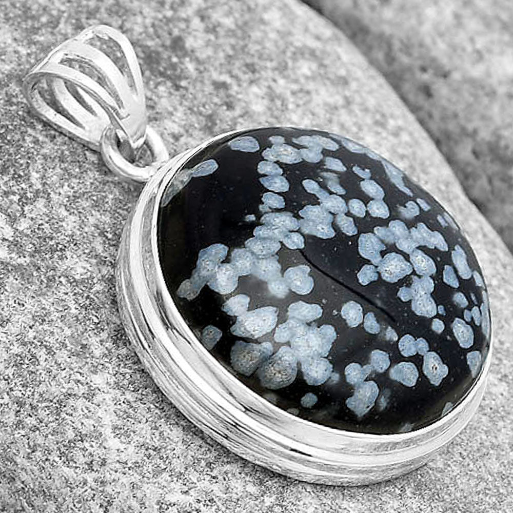 Natural Snow Flake Obsidian Pendant P-1050 SDP129749