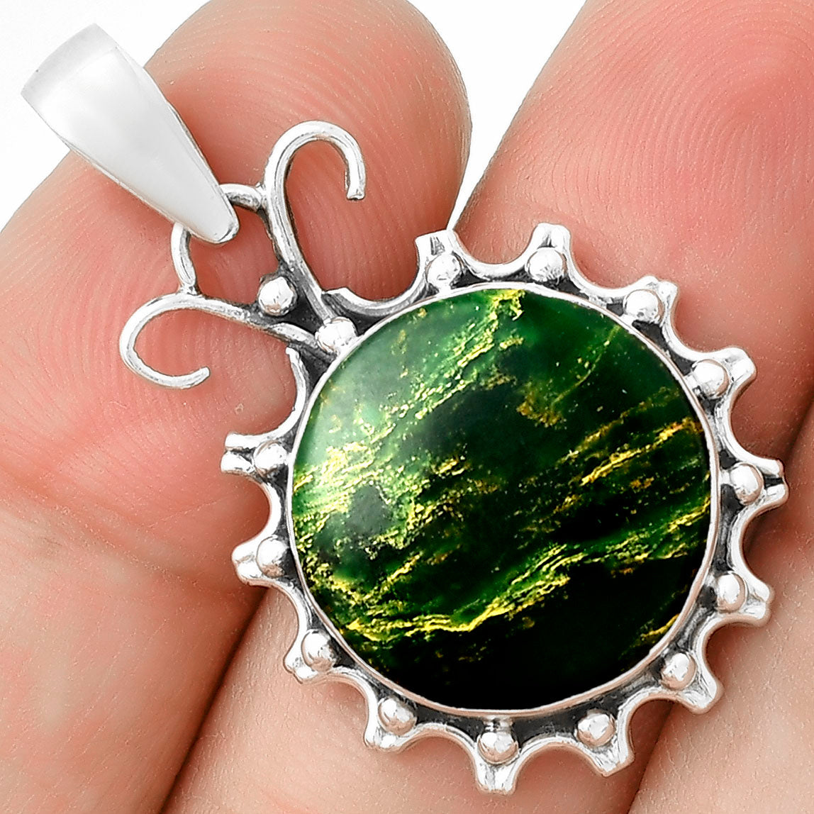 Natural Green Fuchsite Pendant P-1249 SDP131066