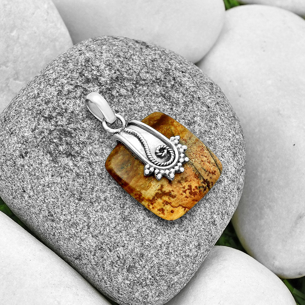 Natural Rocky Butte Picture Jasper Pendant P-1313 SDP131158