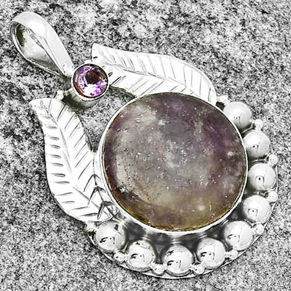 Natural Purple Lepidolite & Amethyst Pendant P-1374 SDP131342