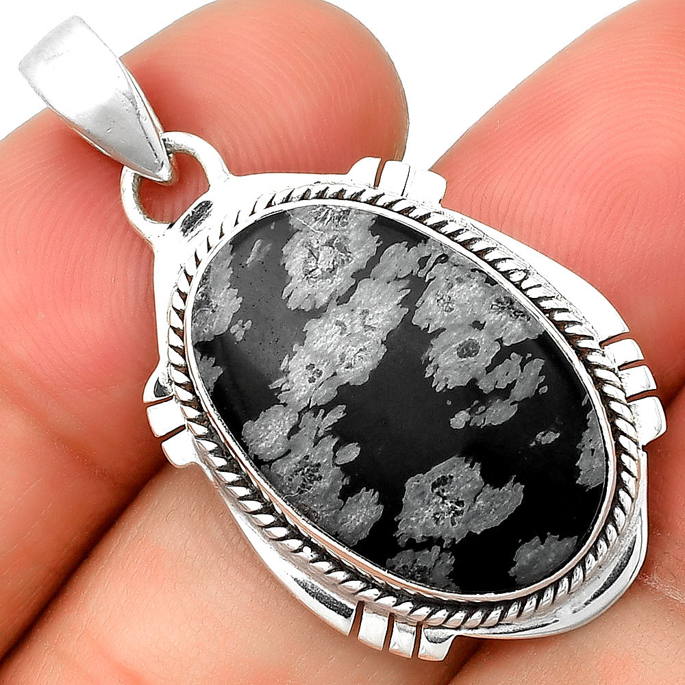 Natural Snow Flake Obsidian Pendant P-1463 SDP132530