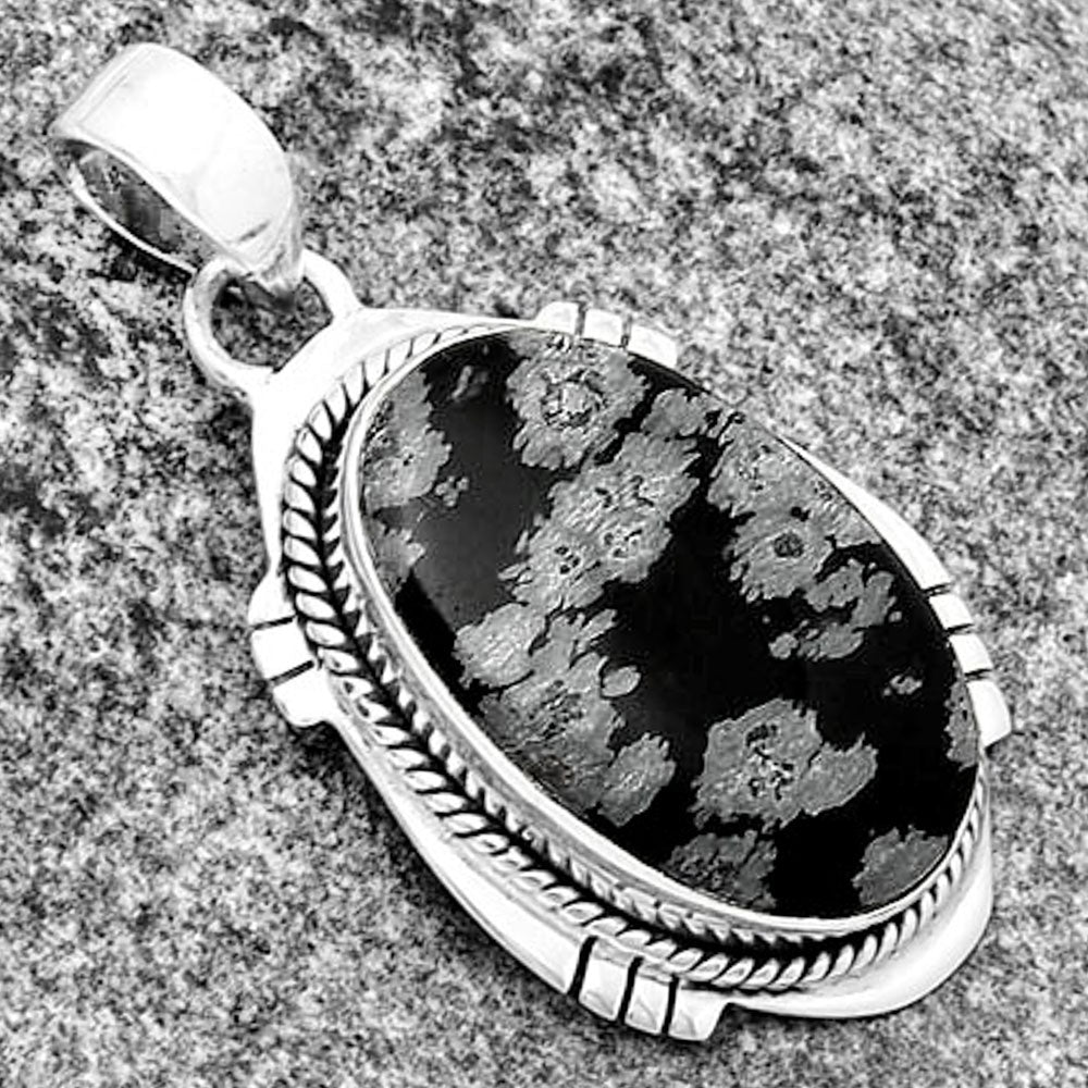 Natural Snow Flake Obsidian Pendant P-1463 SDP132530