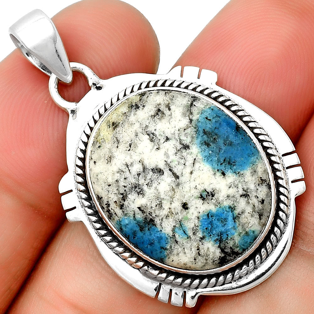 Natural K2 Blue - Azurite In Quartz Pendant P-1463 SDP132532