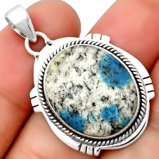 Natural K2 Blue - Azurite In Quartz Pendant P-1463 SDP132532